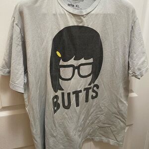 Bob’s Burgers Butts Light Gray Graphic T-Shirt with Cartoon Print Size XL